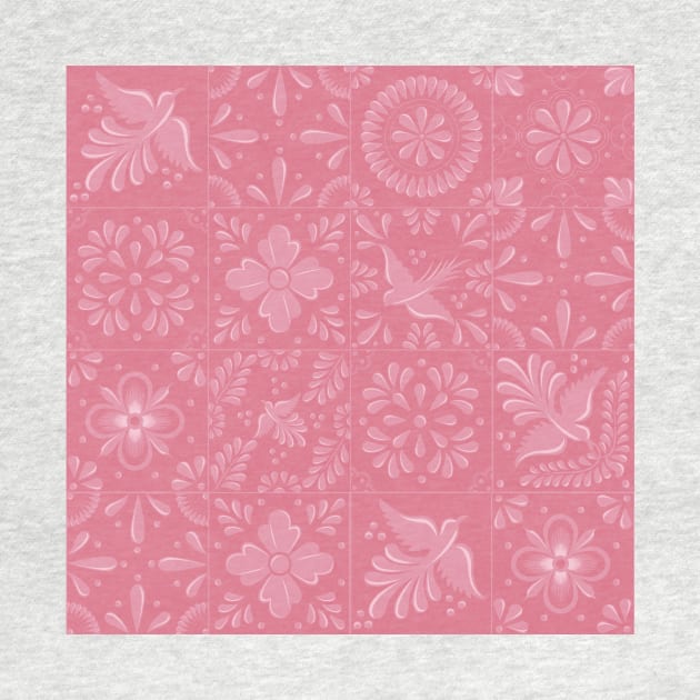 Mexican Light Pink Talavera Tile Pattern by Akbaly by Akbaly